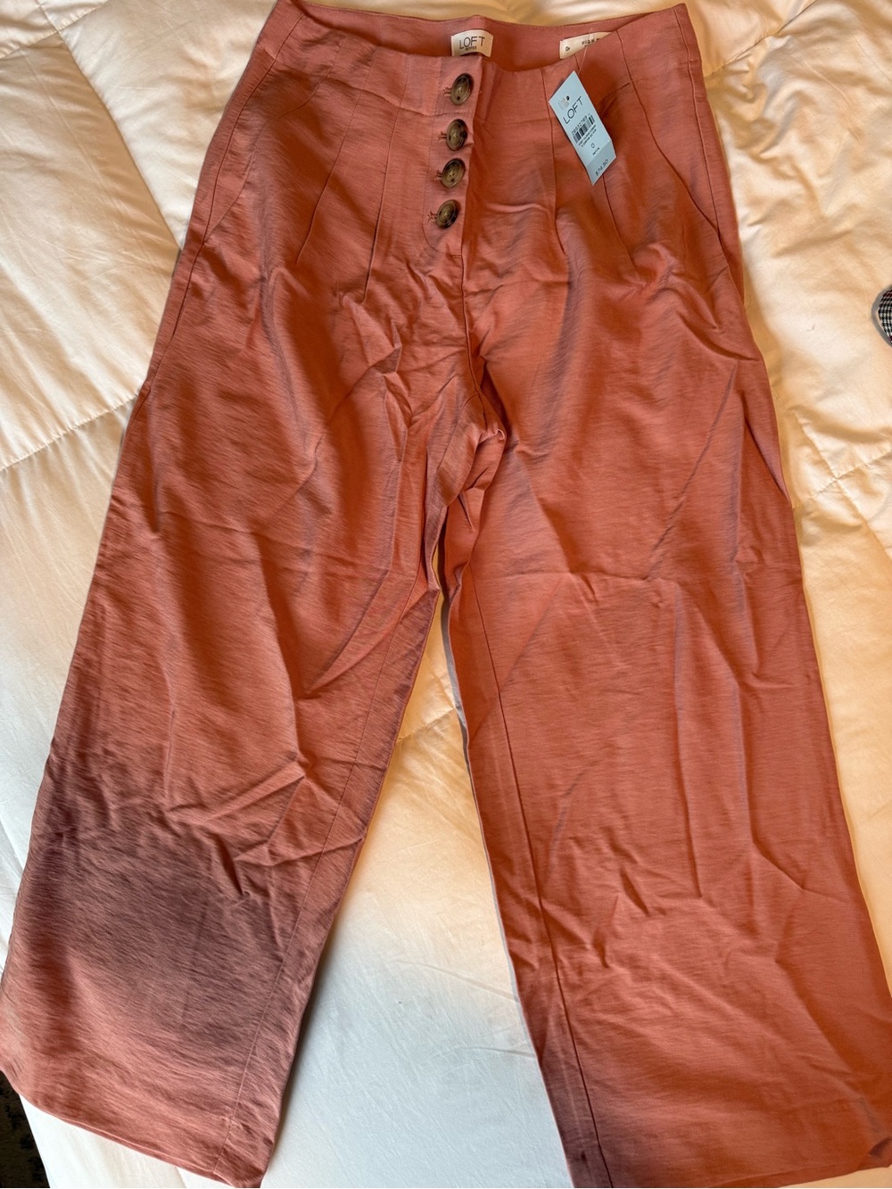 LOFT Wide-Leg High-Waist Pants in Rust